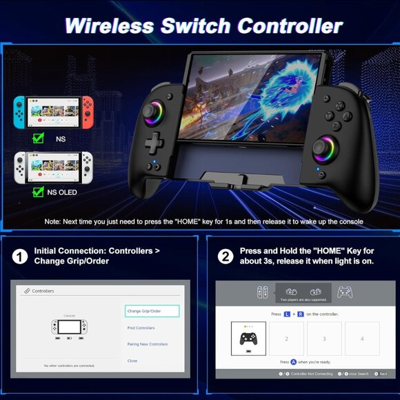 Gammeefy Switch Controller, Wireless Switch Controller for Nintendo Switch/OLED - Picture 2 of 7